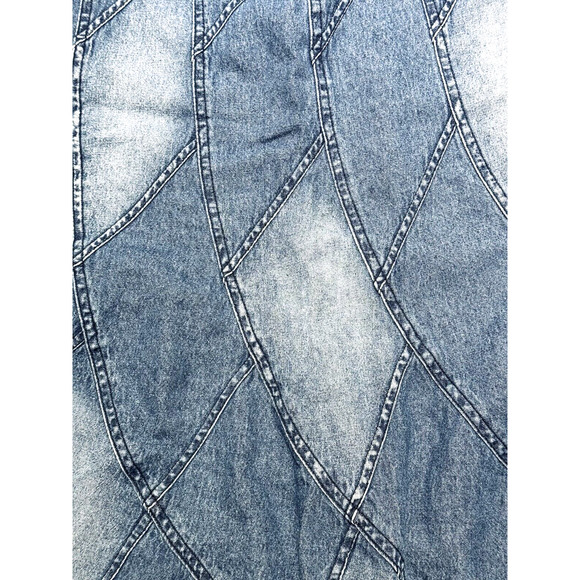 Vintage Studio West Denim Patchwork Maxi Skirt Bohemian Western Pull On M - Picture 5 of 8